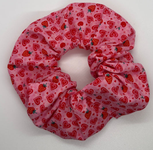 Pink Fruit Hearts Scrunchie